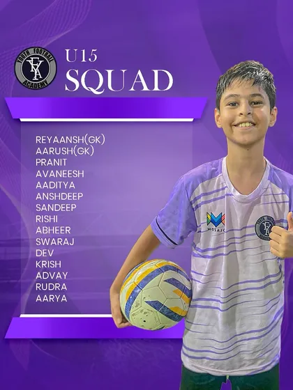 Our U-15 squad for the Youth Championship. We are proud to field a team of dedicated young players ready to test their skills.