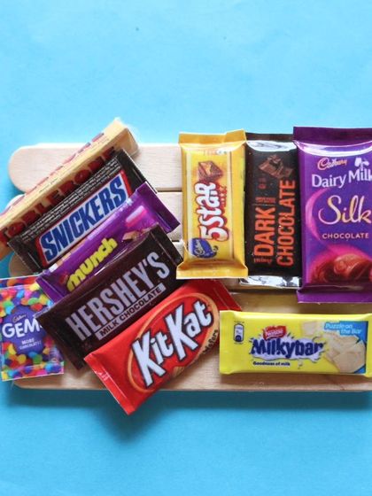 A collection of my miniature chocolate magnets, featuring 10 different popular brands.