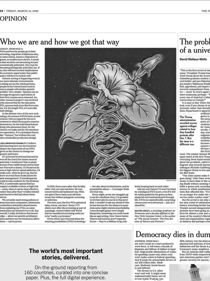 A close-up of the second illustration for the NYT print edition, focusing on the DNA-flower concept.
