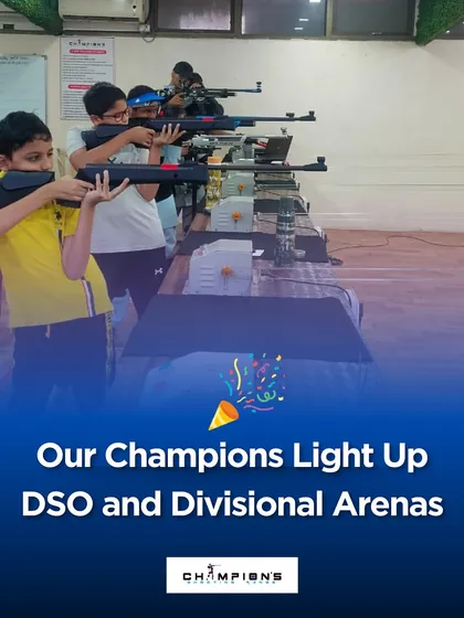 Our champions are lighting up the DSO and Divisional arenas. This image captures the focus and determination of our young shooters during competition.