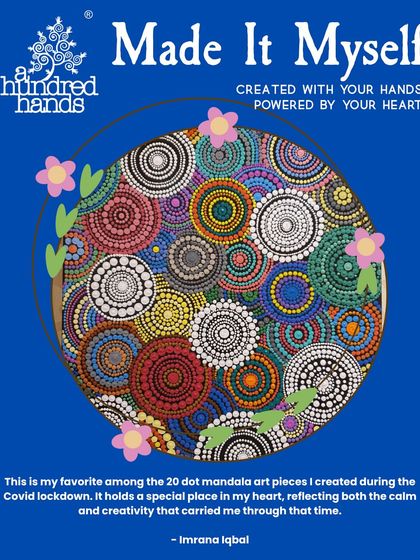 A favorite among 20 dot mandala pieces created during lockdown, this artwork reflects the calm and creativity that carried the artist through that time.