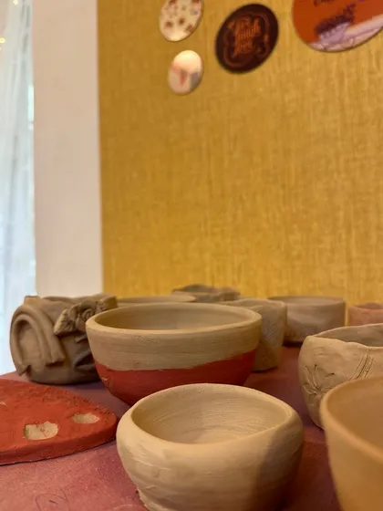 A close-up of some of the pieces made during our Chennai camp. The mix of textures, colors, and shapes shows the diverse creativity of our students.