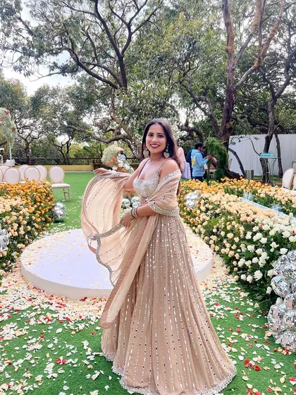 Twirling in this beautiful pastel lehenga at a garden wedding. I love finding outfits that are not just beautiful but also fun to wear.