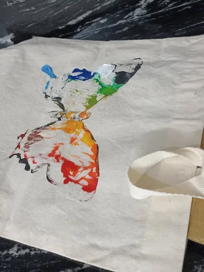 A simple tote bag transformed with a splash of color. Our workshops often feature fun, practical projects like this, where you can create something useful and expressive to take home the same day.