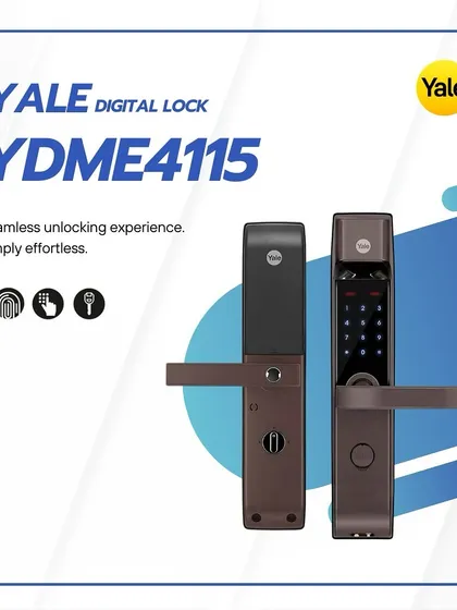The Yale YDME4115 model combines the traditional security of a mortise lock with modern technology. It features a robust handle and provides access via fingerprint, PIN code, or a mechanical key for backup.