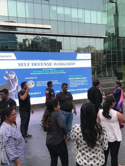 The workshop in progress. It's not just about physical moves, but also about learning to set boundaries and recognize potential threats early.