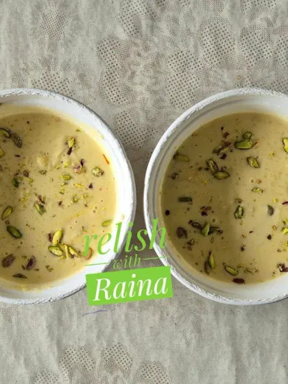 My homemade Kheer is slow-cooked for hours with full-fat milk and rice until thick and creamy. It's flavored with saffron, cardamom, and topped with pistachios.