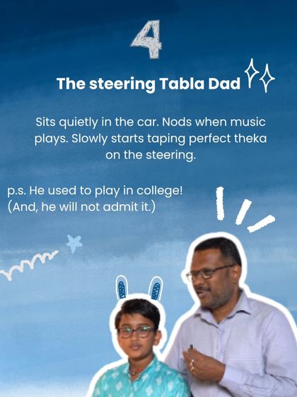 Celebrating "The Steering Tabla Dad" who quietly taps out a perfect *theka* on the steering wheel and won't admit he used to play in college. Happy Father's Day.