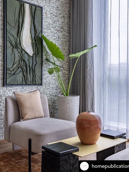 My sculptural artwork 'Vakra' featured in a client's home. This piece explores form and texture, creating a functional piece of art with no beginning and no end.