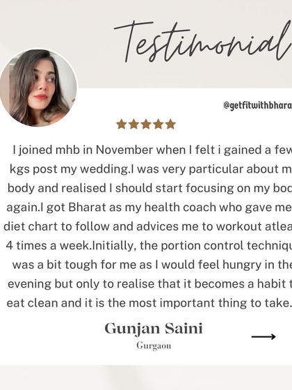Gunjan joined post-wedding to get back on track. The portion control technique was tough initially but became a habit.