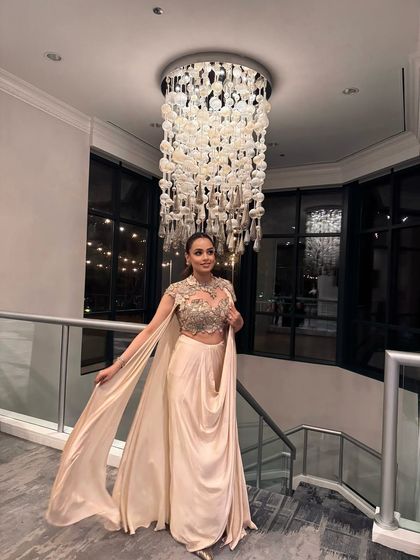 Another shot of my reception look, showing the beautiful drape of the gown and the elegant hair and makeup.