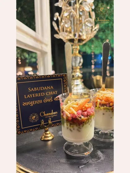 A modern twist on a classic. This is my Sabudana Layered Chaat, a delightful mix of textures and flavors served in a glass for a contemporary and convenient party bite.
