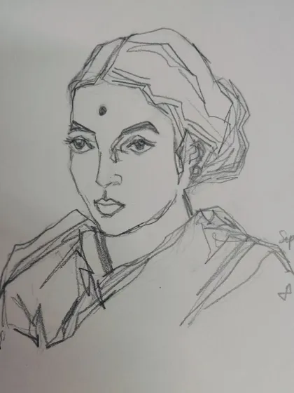 A minimalist portrait sketch. Sometimes the simplest lines can bring the most joy and capture a likeness with just a few strokes.