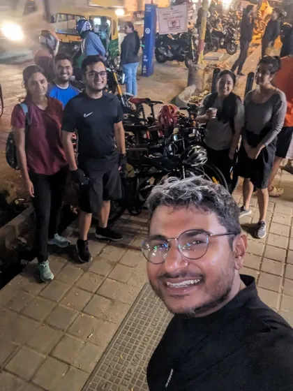 The whole gang together after our Republic Day ride. We are a diverse group of friends and strangers, united by our love for conversation and slow cycling through the city we call home.