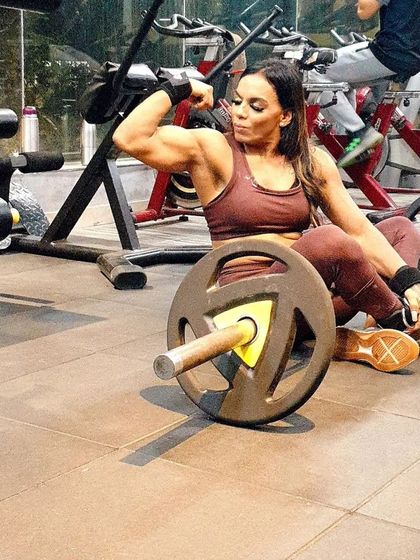 Taking a moment after a tough set. The pump from a good workout is the best feeling.