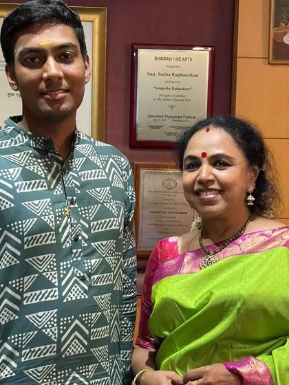 Another photo with Sudha Ragunathan aunty. It's an honor to perform for and interact with such senior and respected artists.