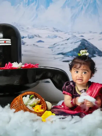 Another adorable shot of our little Parvati, capturing her innocent expression.