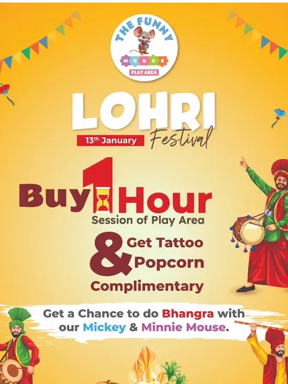 Celebrate Lohri with us and our partners. Enjoy special offers like complimentary tattoos and popcorn with playtime, and even do the Bhangra with beloved characters like Mickey and Minnie Mouse.