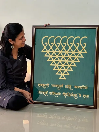 It's a great feeling when a frame is so large and beautiful you just have to sit with it. This oversized Saraswati frame was a custom order, and I loved how it turned out.
