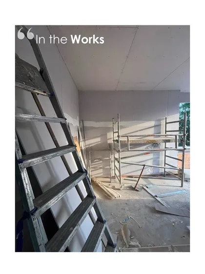 Layers of design unfolding on-site in Gurgaon. Scaffolding and bare walls are the backdrop for the emerging form of a new residential space.