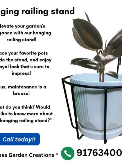 Make the most of your balcony with our hanging railing stands. These metal stands are designed to fit securely over your railing, providing a stable and elegant home for your favorite potted plants.