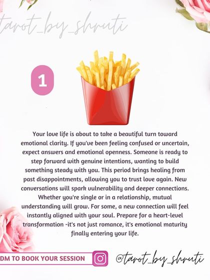 A fun 'Pick a Pile' with food items. This reading gives you a message about your love life, whether it's heading towards emotional clarity, a test of the heart, or rebuilding trust.