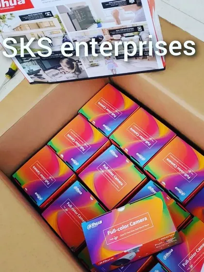 Here is a box full of Dahua full-color cameras, ready for bulk orders. Dahua is a leading brand in security technology, and I am proud to be a supplier for their products.