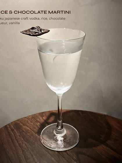 Our Rice & Chocolate Martini, a smooth and sophisticated vodka martini. Haku vodka is infused with rice and paired with chocolate liqueur for a creamy, unique flavour.