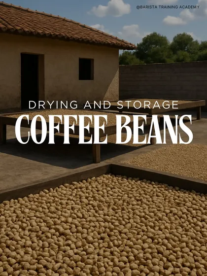 A visual of coffee beans drying on raised beds. This method allows for even air circulation, which is key for consistent drying and quality.