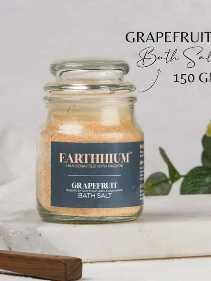 My Grapefruit Bath Salt, shown here in the 150gms jar, is perfect for a rejuvenating soak. The citrus scent is uplifting, while the salts help to ease tired muscles.
