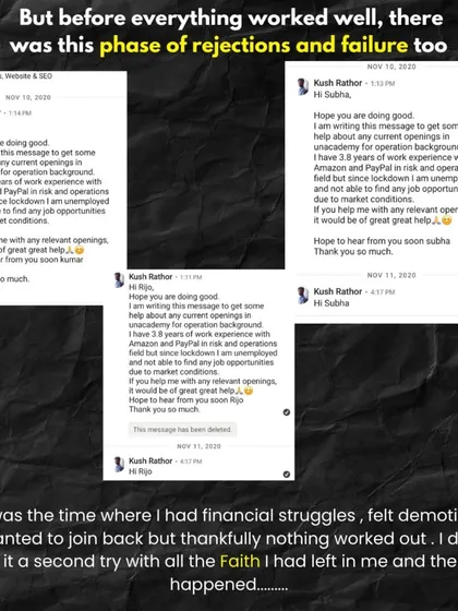 This is my story of how faith changed my life. I took a leap of faith in 2020, quitting my corporate job at Amazon & PayPal to become a coach. It was my wife's and parents' unshakable faith that gave me the strength to turn my passion into my profession, going from one client to over 1000 globally.