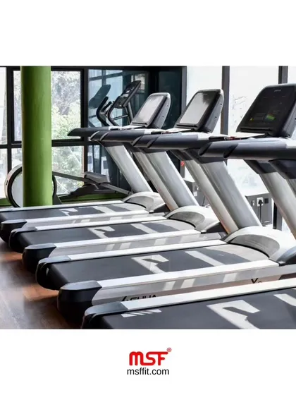 A line of our heavy-duty commercial treadmills. We supply equipment that is reliable and built to last, minimizing downtime for gym owners.