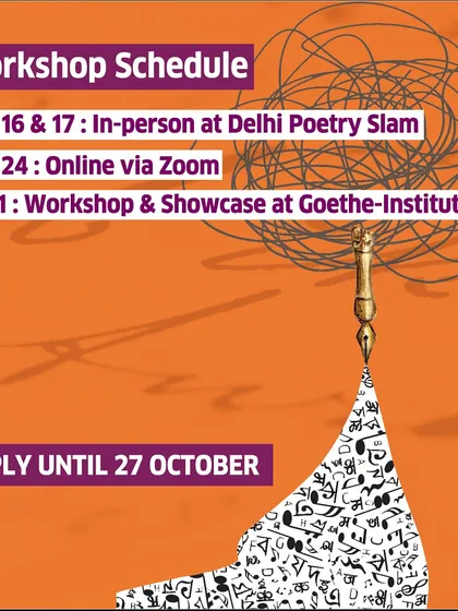 The official schedule for our 'Verse & Voice' workshop series, showing a mix of in-person and online sessions. We offer flexible learning formats to accommodate everyone.