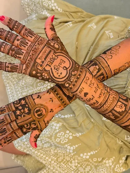 For a beautiful mom-to-be, this baby shower mehendi is filled with joy and anticipation. I included cute elements like 'Baby Patel Loading' and a calendar marking the special month, making it a unique and personal celebration of new life.