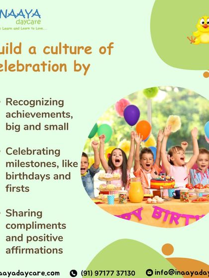 An infographic explaining our philosophy of building a culture of celebration by recognizing achievements, celebrating milestones, and sharing positive affirmations.