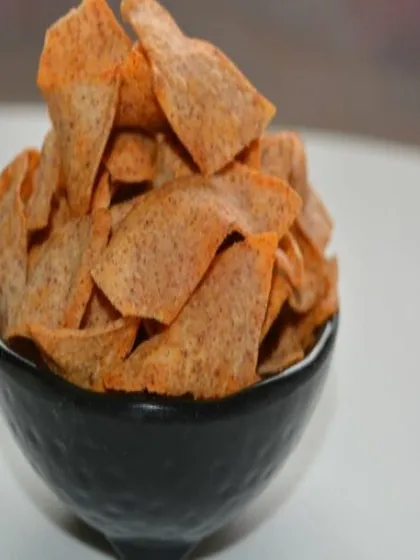 Here you can see the light and airy texture of my baked barley chips. They are a great choice for a low calorie, high-fiber snack any time of the day.