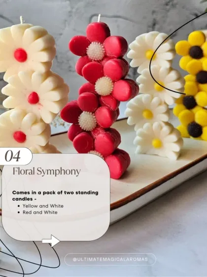 My Floral Symphony standing candles, featured as part of the Valentine's collection. They come in a pack of two and add a playful, artistic touch to your decor.