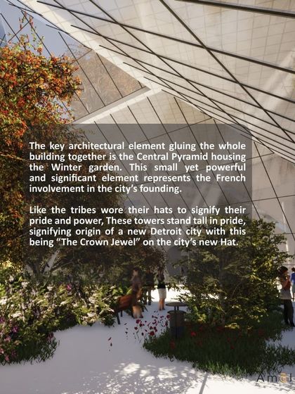 A duplicate of 96, this is a view inside the central pyramid of the Detroit project.