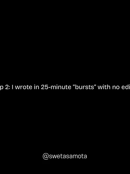 Tip 2 for peaceful writing: I wrote in focused 25-minute "bursts" with no editing. This technique, known as the Pomodoro method, keeps you in a creative flow.