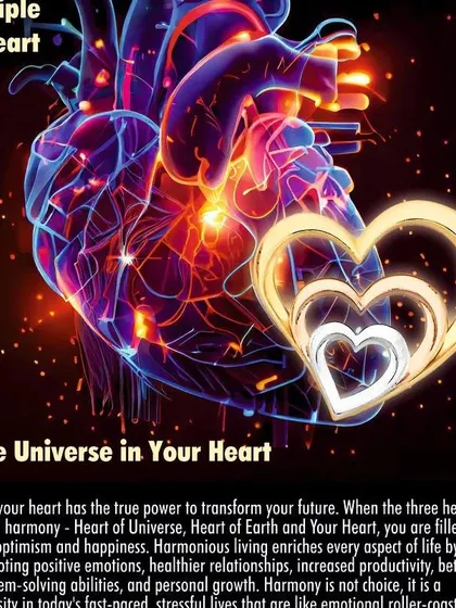 The principle of the Harmonion is based on aligning the Heart of the Universe, the Heart of the Earth, and Your Heart. When these three are in harmony, you can transform your future, increase productivity, and find personal growth.