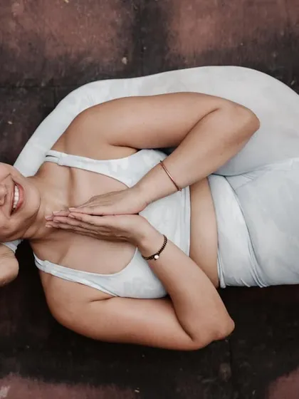 Familiarity creates a safe space. This pose, Yoganidrasana, was once intimidating, but with repetition, the fear lessens even if the challenge remains.