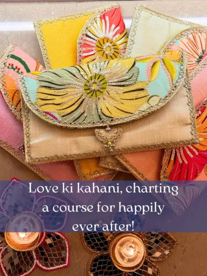 Love ki kahani, charting a course for happily ever after! A beautiful collection of my handcrafted, reusable purses, perfect as shagun envelopes or as favors for guests.