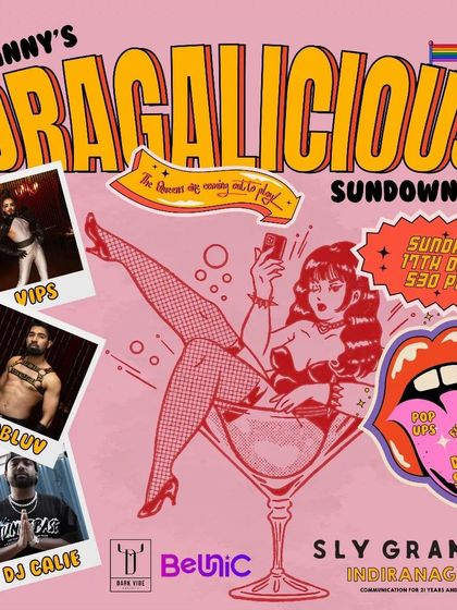 The flyer for the Dragalicious Sundowner. So stoked to be a part of this inclusive and high-energy event.