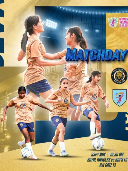 Matchday poster for our game against HOPS FC. This graphic showcases a collage of our players, highlighting the team's readiness and spirit.
