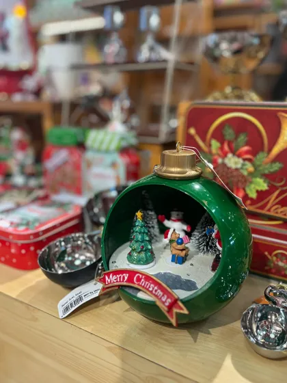A beautiful 'Merry Christmas' bauble with a tiny winter scene inside. A perfect ornament for your tree.