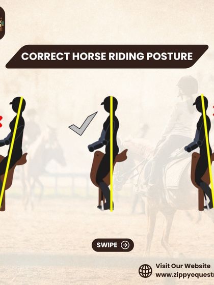 A visual guide showing correct versus incorrect riding posture. We focus on building a strong and balanced seat for all our riders.