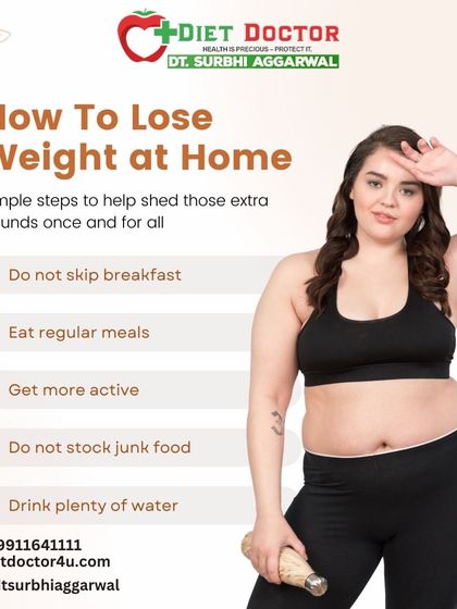 Losing weight at home is achievable with these simple steps. I guide my clients to not skip breakfast, eat regular meals, get more active, avoid junk food, and drink plenty of water.