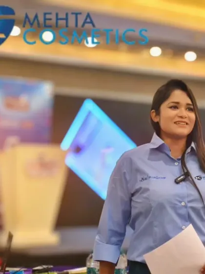 Walking the stage with confidence at the Mehta Cosmetic event. My job is to own the stage and guide the proceedings.