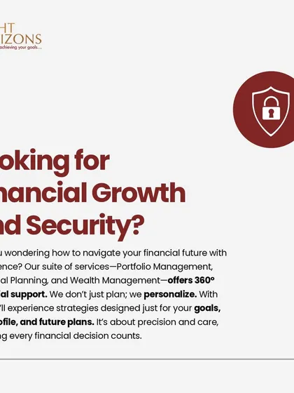 This slide from our carousel asks if you are looking for financial growth and security. It introduces our suite of services, including Portfolio Management and Financial Planning, and emphasizes our personalized, 360-degree approach.