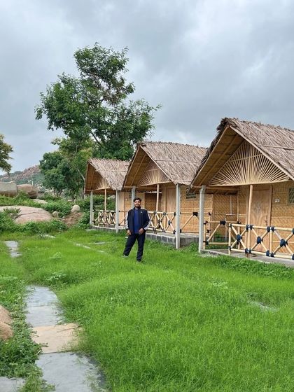 Our cozy and rustic hut stays on the "hippie island" side of Hampi. It's the perfect base for exploring the other side of the river and relaxing in cafes.